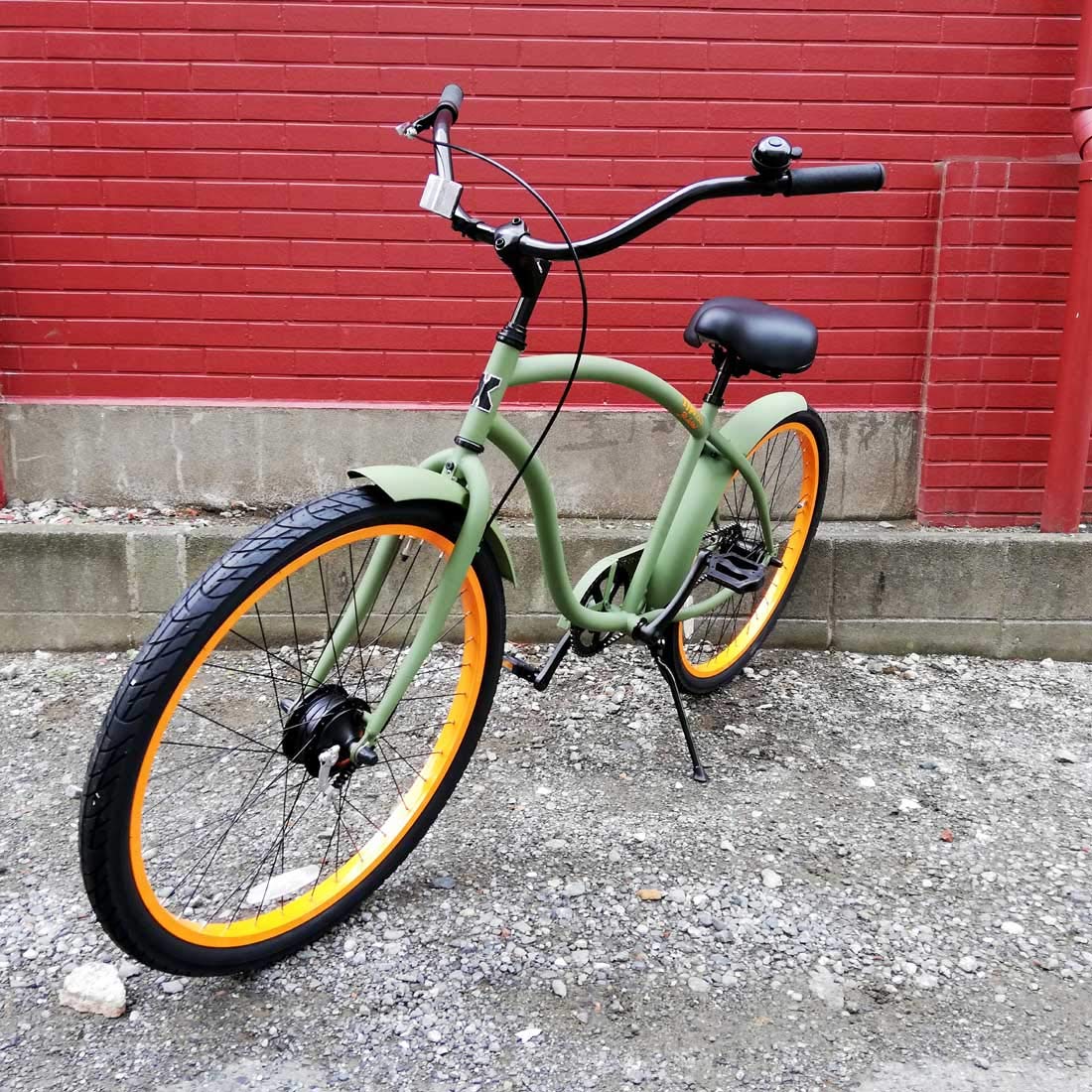 Amazon | 自転車 通販 RAINBOW 26TYPE-X CRUISER カーキ×オレンジリム