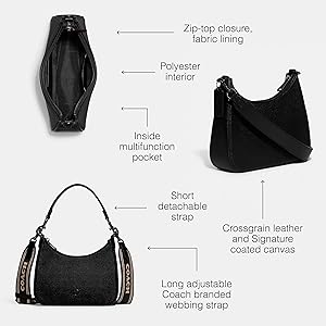 Amazon.com: COACH Hobo Crossbody in Cross Grain Leather Black One