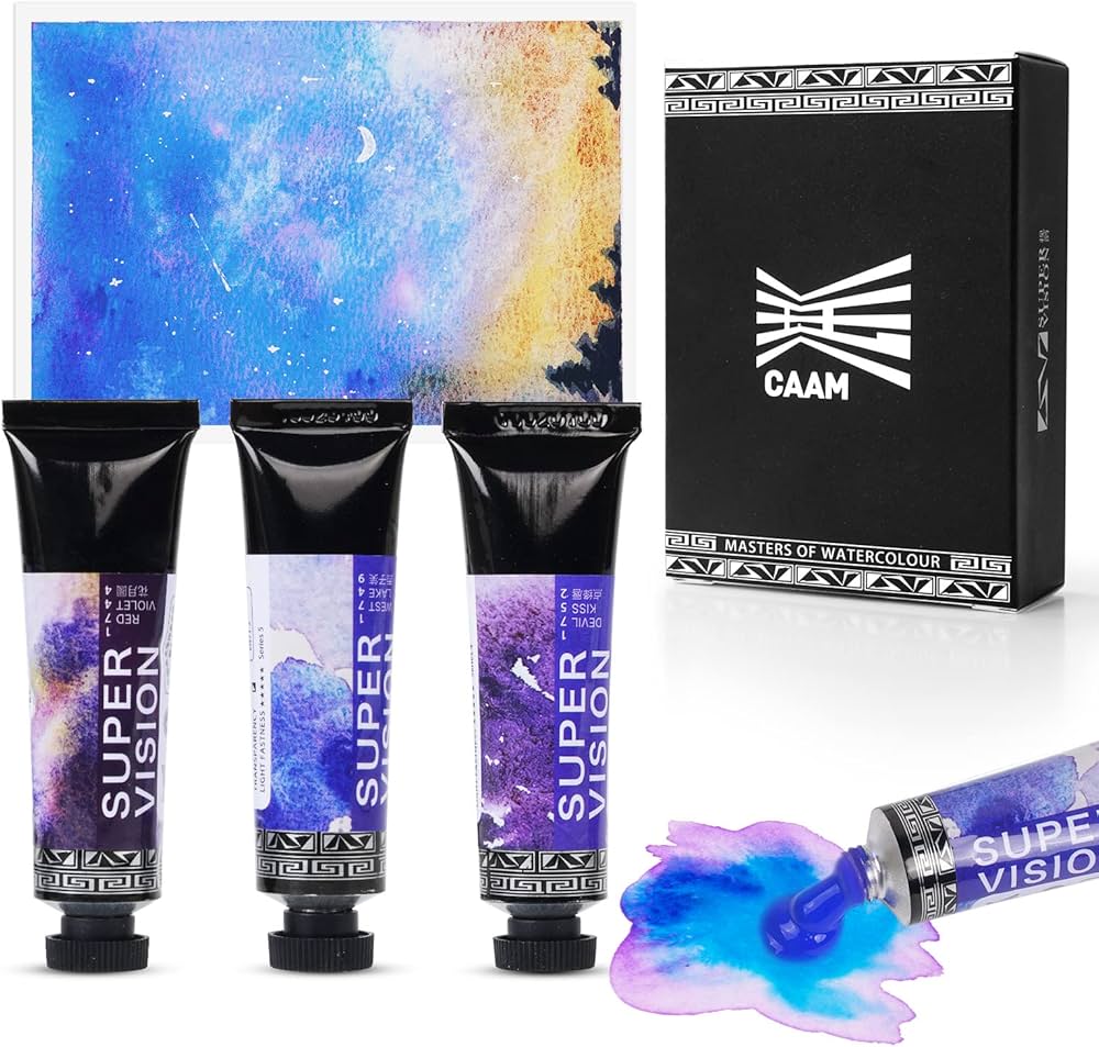 Amazon | SUPER VISION 水彩絵の具 分離色 透明水彩 絵の具 3色 セット