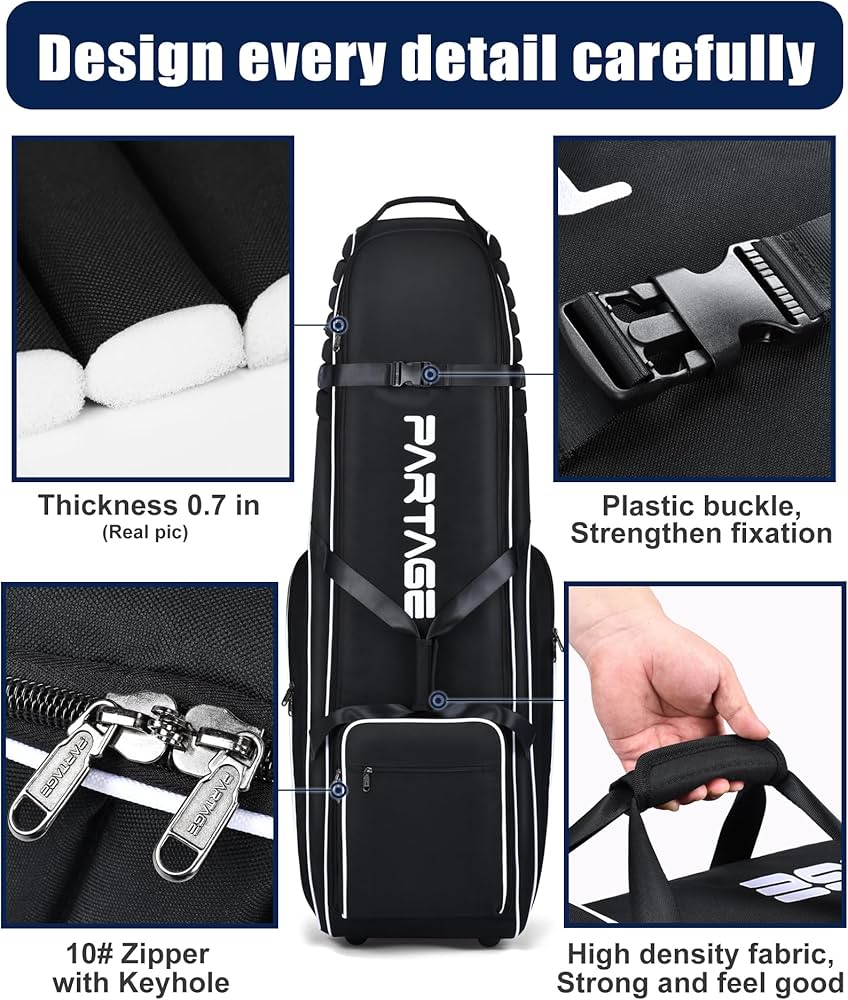 Amazon.com : Partage Golf Travel Bag with Wheels, Golf Travel Case
