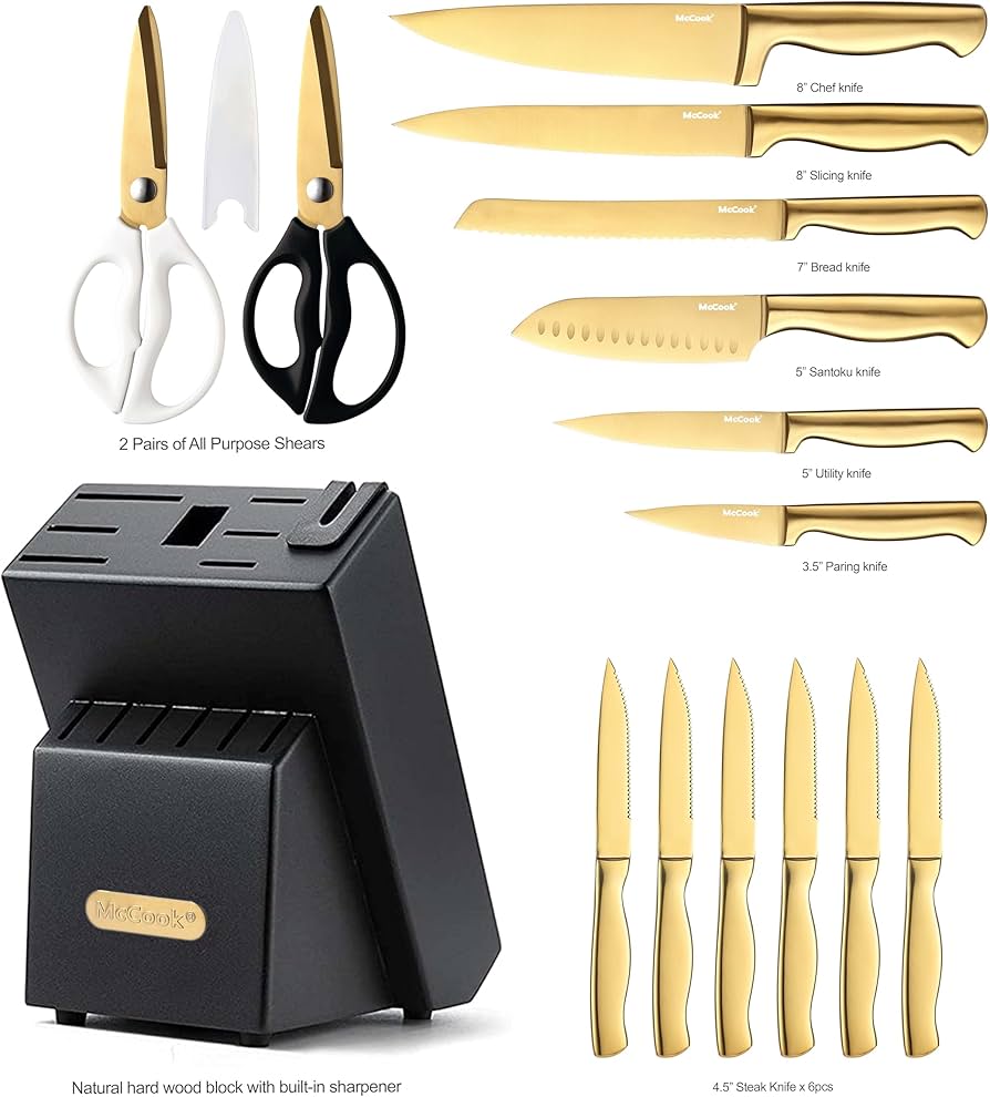 Amazon.com: McCook® Knife Sets, Golden Titanium Stainless Steel
