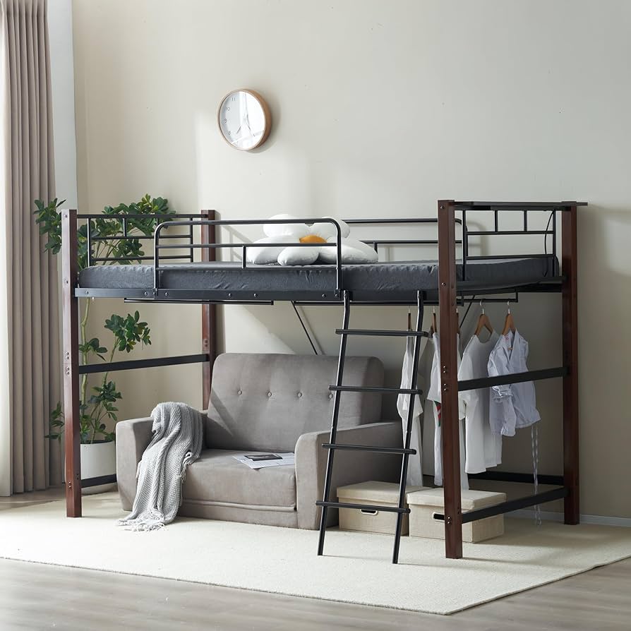 Amazon｜ロフトベッド パイプベッド シングル 耐荷重150kg 高さ140cm