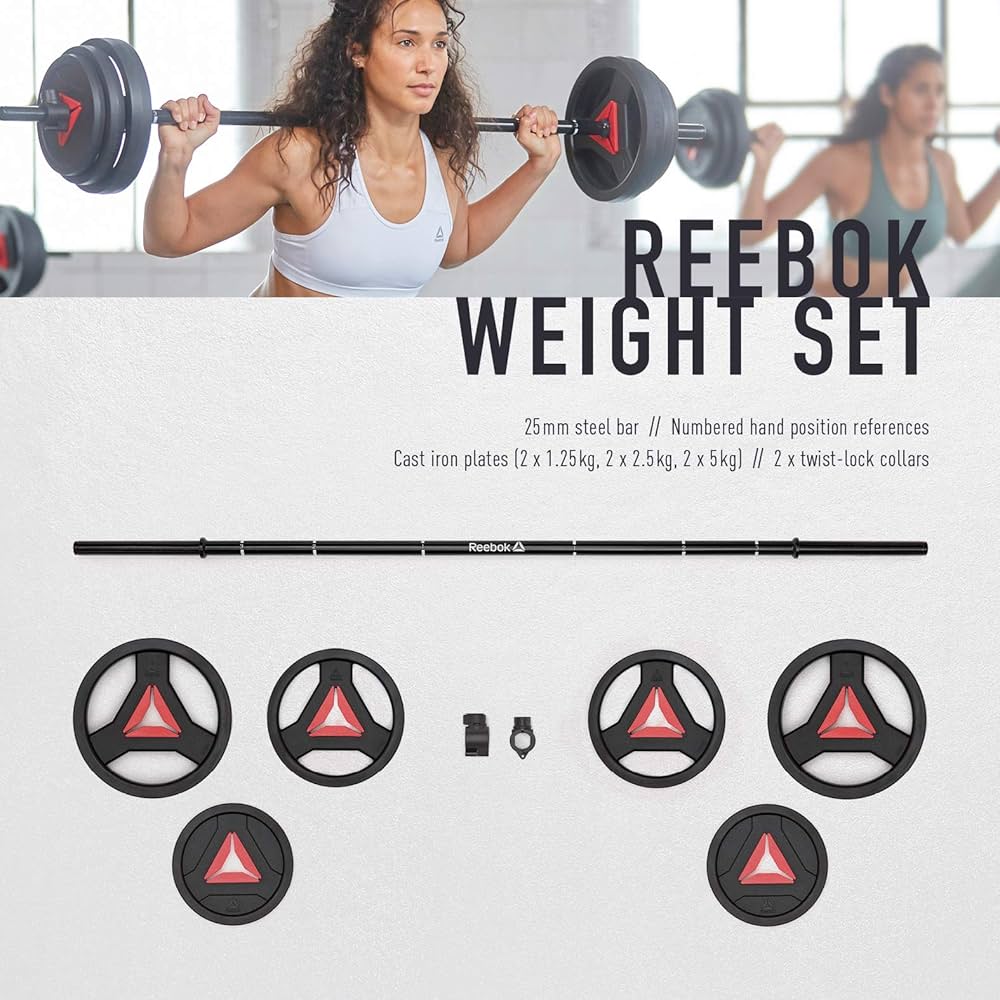Amazon | Reebok(リーボック) ウェイトセット 20kg(プレート&バー
