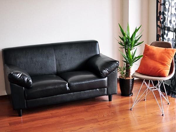 Amazon｜North Orange 2人掛け レザー ソファー シンプルレザーソファ