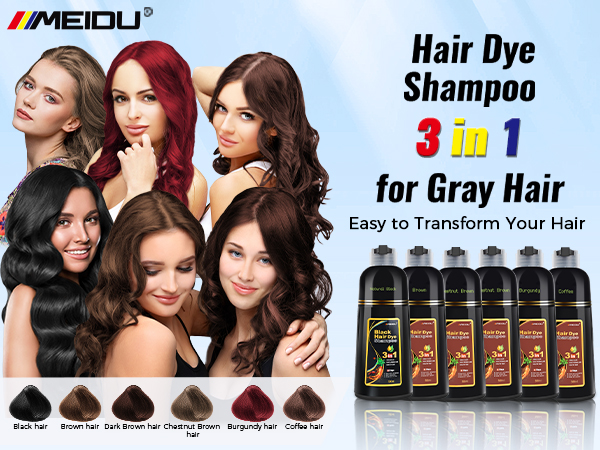 Amazon.com : IIIMEIDU Black Hair Dye Shampoo 3 in 1 for Gray Hair