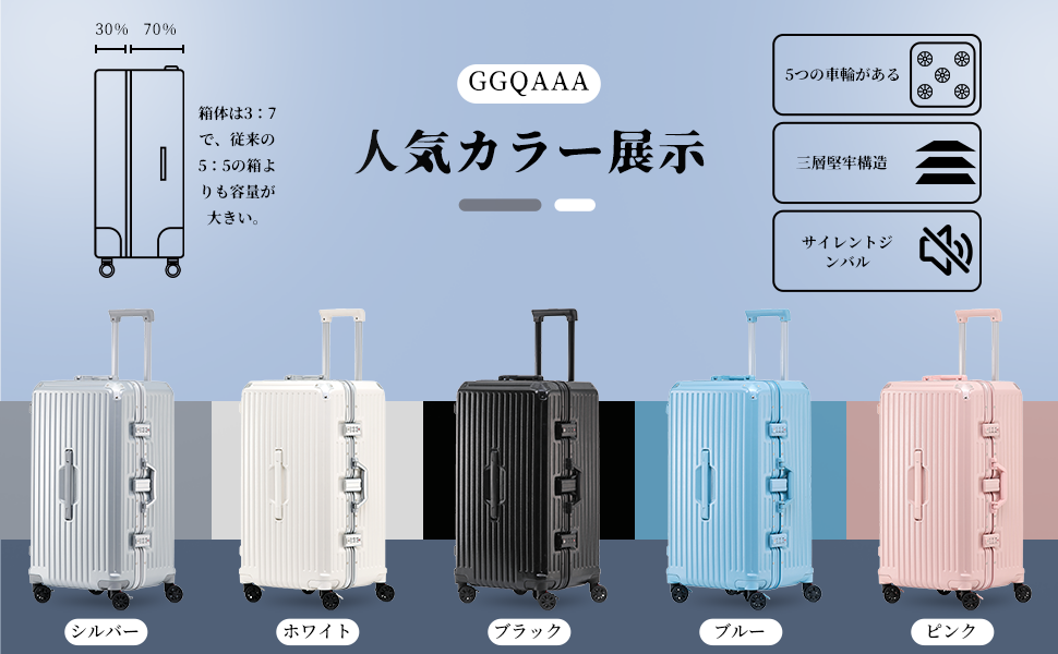 Amazon.co.jp: [GGQAAA] 大容量 荷物 トロリースーツケース 女性 回転
