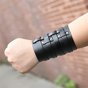 Amazon.com: HZMAN Mens Leather Wide Triple Strap Cuff Wrap