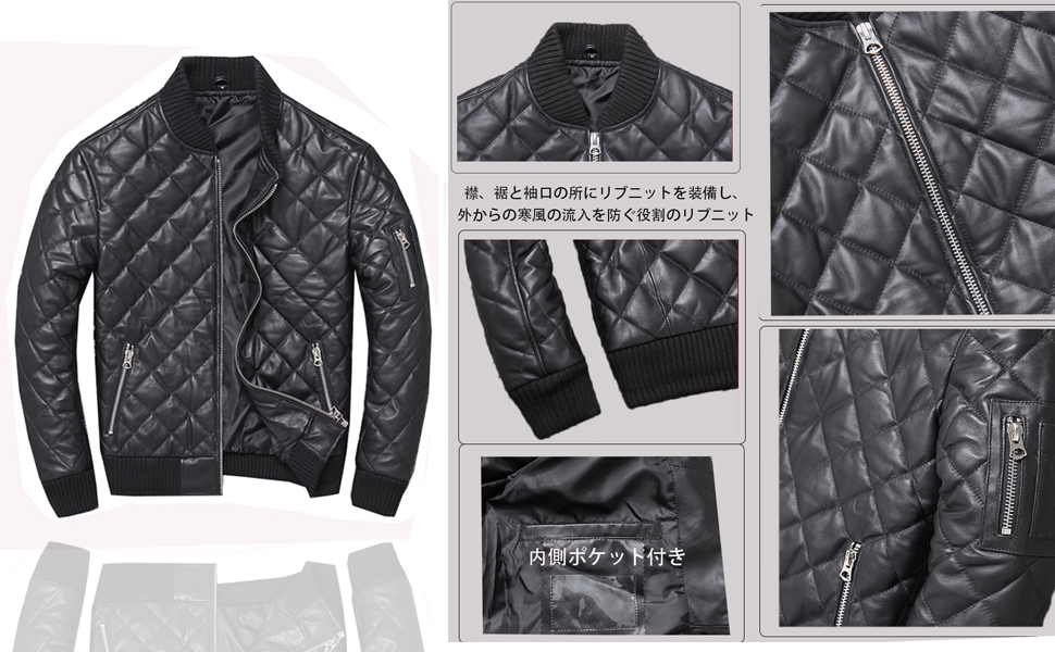 Amazon | [NBLL] レザーダウンジャケット ダウンコート レザー