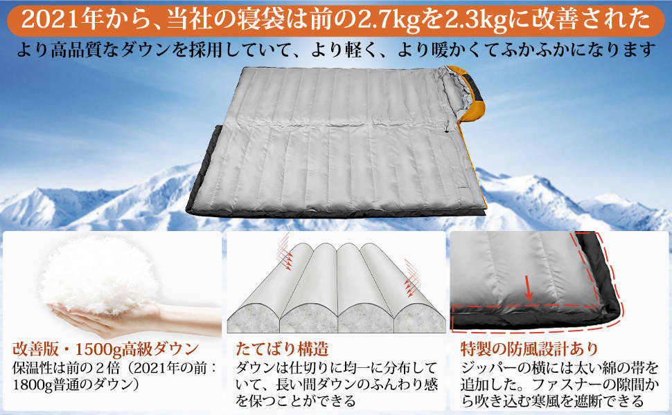 Amazon.co.jp: Tooge 寝袋 冬用 ダウン シュラフ 【最低温度-25℃】 二