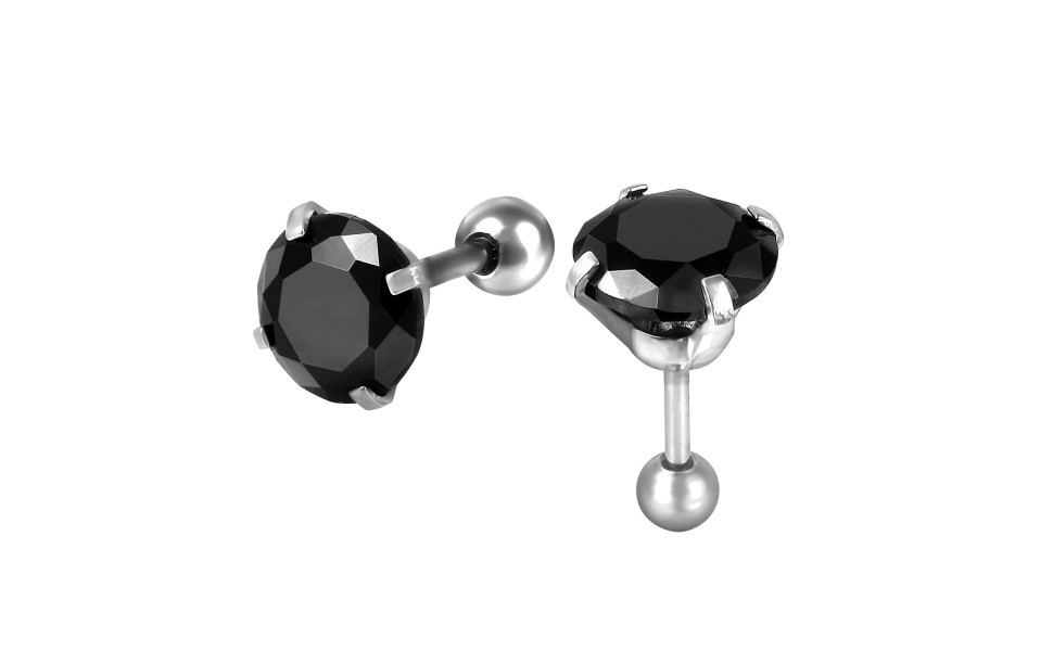 Amazon | メンズ ピアス 片耳用 黒ダイヤ ブラックダイヤモンド CZ