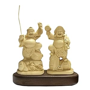 Amazon｜七福神 大黒天 恵比寿 木彫り 桧木製 金運 開運 風水グッズ
