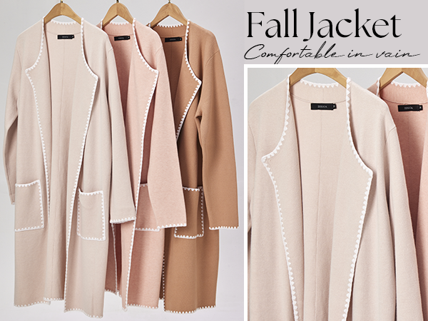 ZESICA Women's Open Front Long Cardigan Sweater Casual Lapel