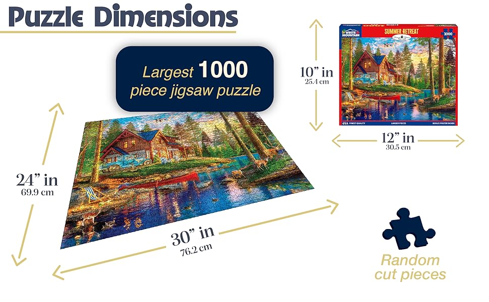 Amazon.com: White Mountain 1000 Piece Jigsaw Puzzle Scenice Lake