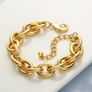 Amazon.com: Pulseras de oro para mujer de LANE WOODS, chapadas en