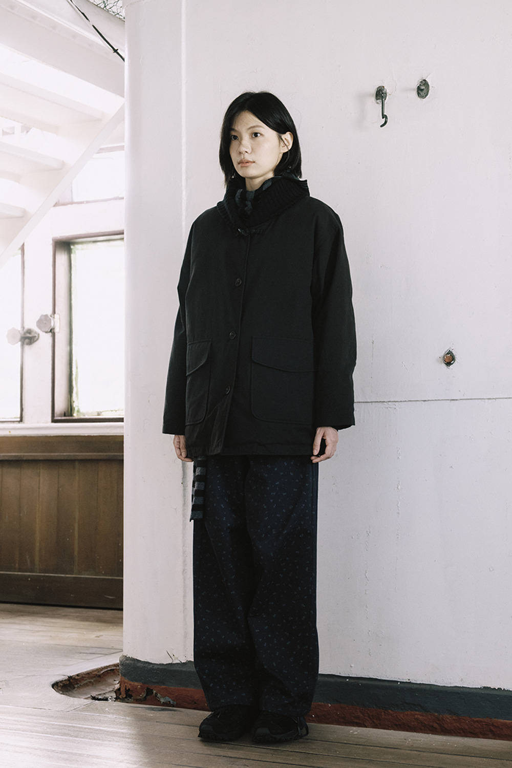 KNIT SHAWL COLLAR JACKET, BLACK | OHESHIO
