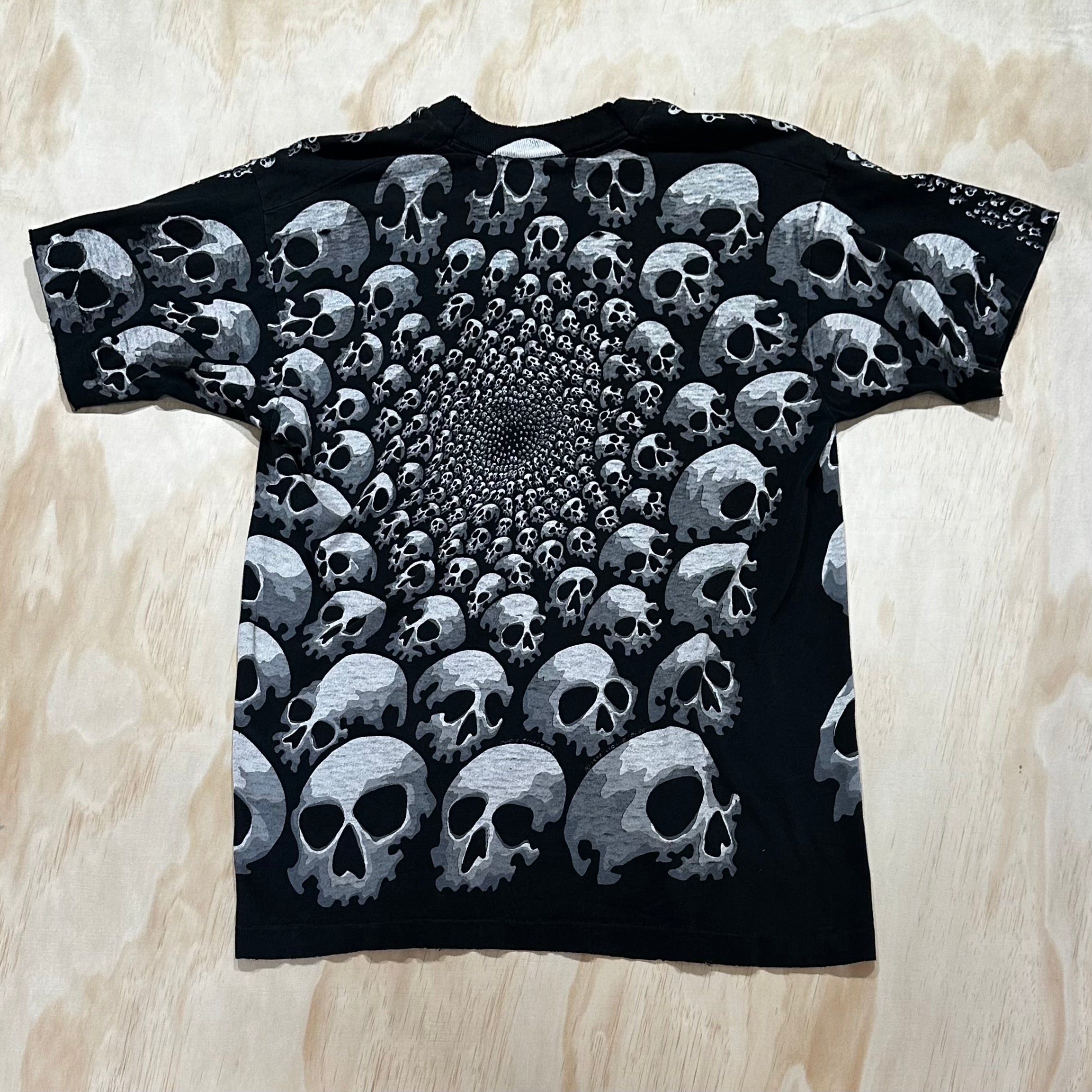 Vintage 1992 Liquid Blue Skull All Over Print T-Shirt – Mintage