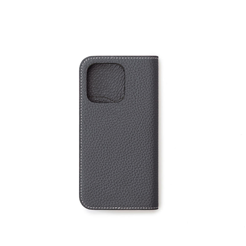 ダイアリーケース(iPhone 15 Pro)シュリンクレザー チャコールグレー