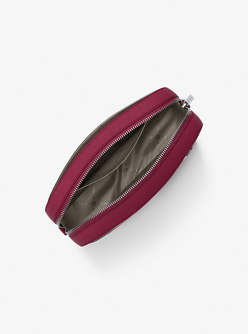 Jet Set Large Saffiano Leather Crossbody Bag in DK RASPBERRY