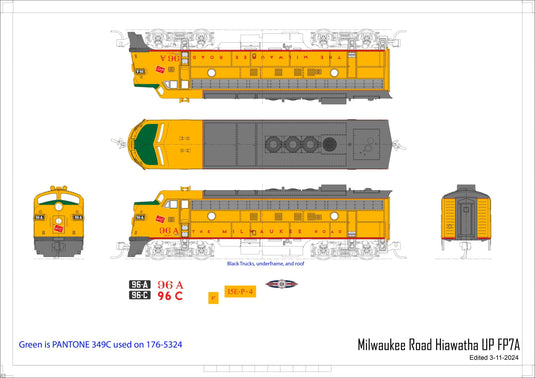 Kato N Scale Milwaukee Road FP7A 96A F7B 96B Post 1955 Scheme