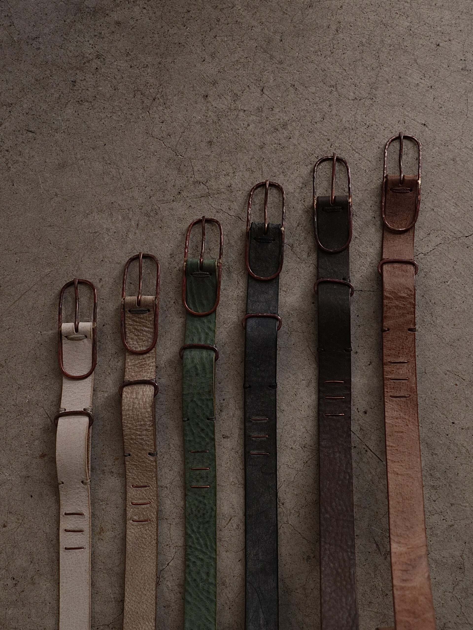 受注制作” Copper Narrow Long Belt −ALASKA Wax Leather / mienisi