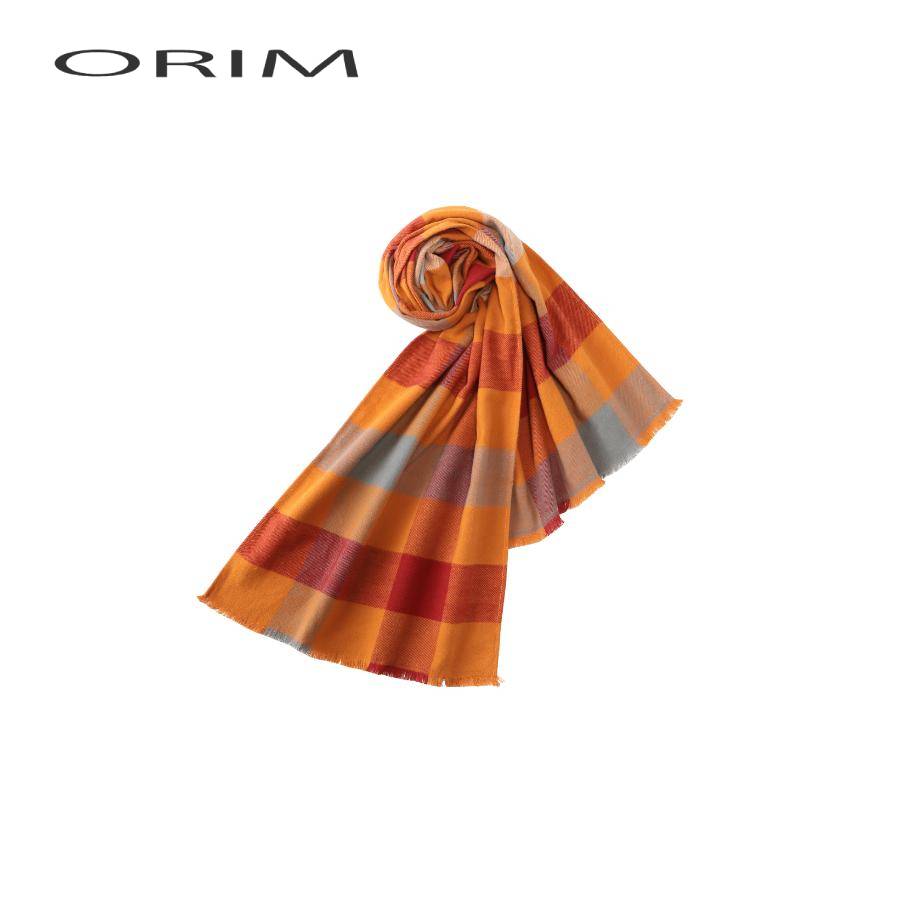 ORIM＞今治産ブロックチェックマフラー（VR－3000）オレンジ（今治