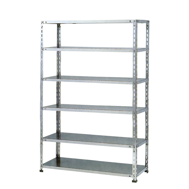 150kg/段 SUS304 軽中量ボルト式 ステンレス棚 高さ1500 x 棚板6枚