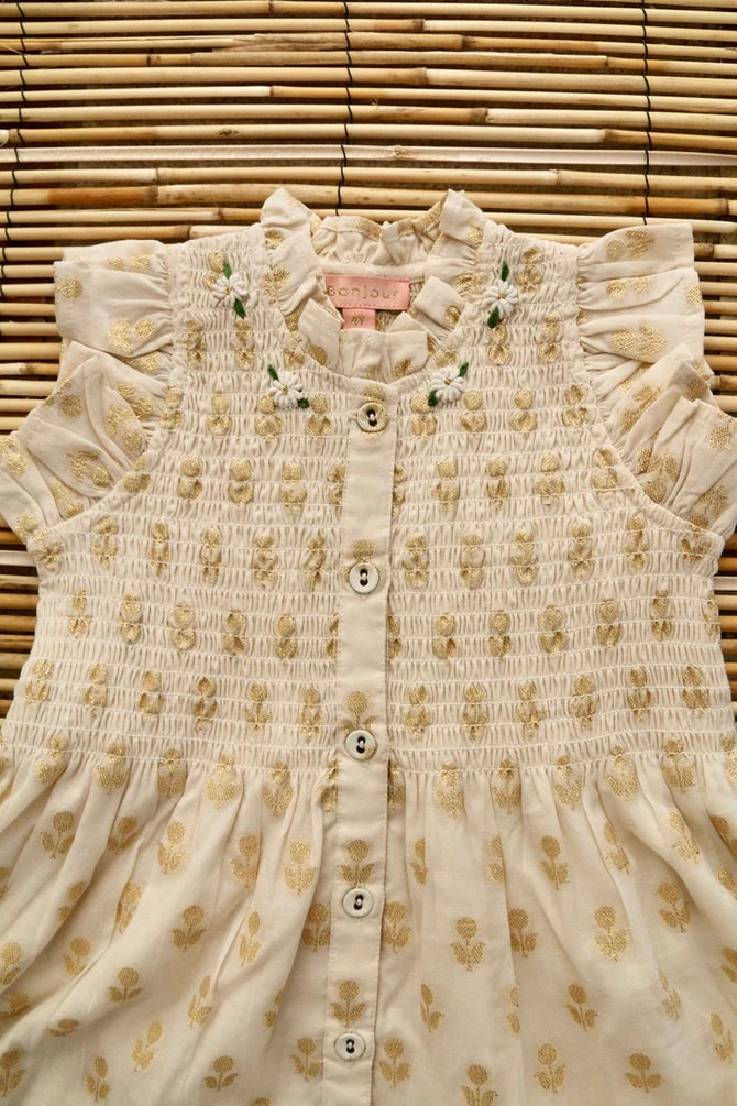 BONJOUR DIARY IBIZA LONG DRESS / GOLDEN FLOWER IVORY - Milk + Bots