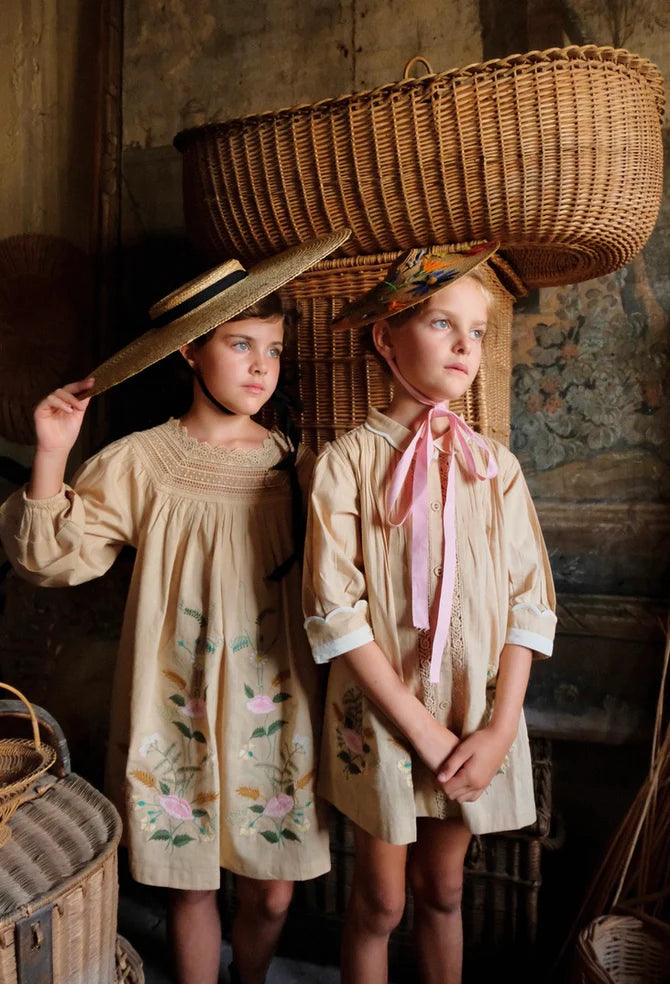 BONJOUR DIARY EMBROIDERED MADELEINE TUNIC / SAND - Milk + Bots