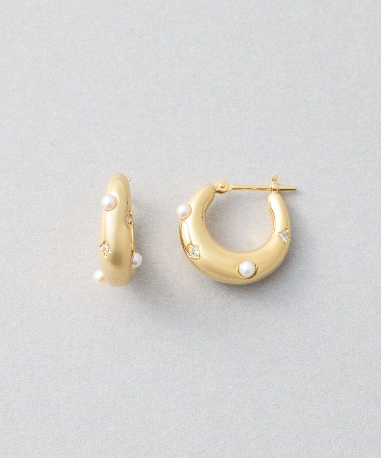 フープピアス パール×ジルコニア（075913） ｜ women（ウィメンズ