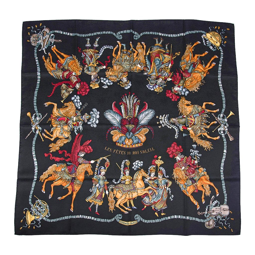 Hermes Scarf Vintage Les Fetes du Roi Soleil Jacquard Silk