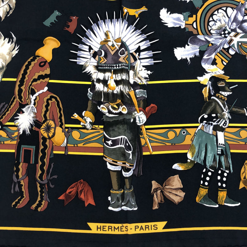 美品 エルメス HERMES カレ90 Kachinas カチナ 民族 スカーフ シルク