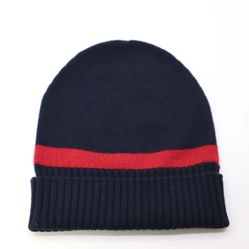 グッチ GUCCI ニット帽 M ネイビー レッド 494598 ビーニー キャップ