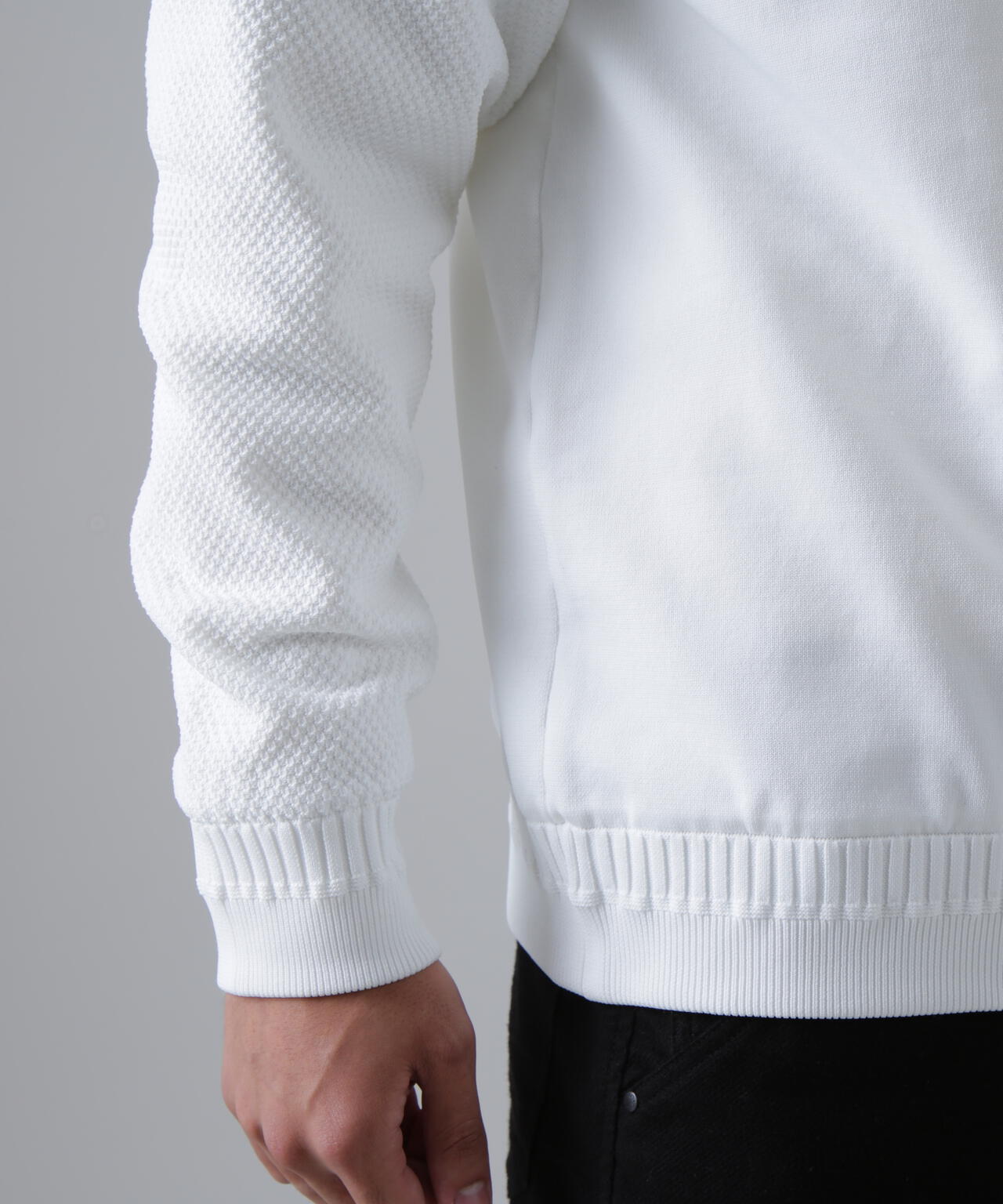 12G天竺×リンクス裏地付きクルーネックニットプルオーバー (MENS) | St