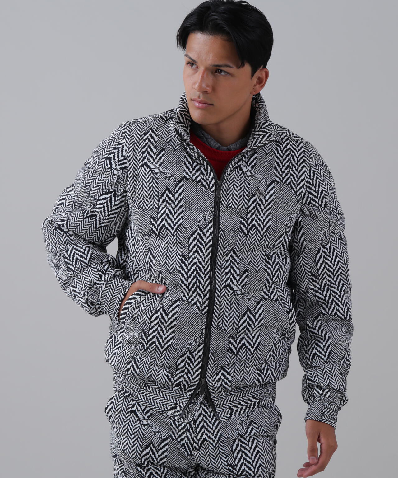 ヘリンボーンプリント中綿キルトブルゾン (MENS) | St ANDREWS（セント