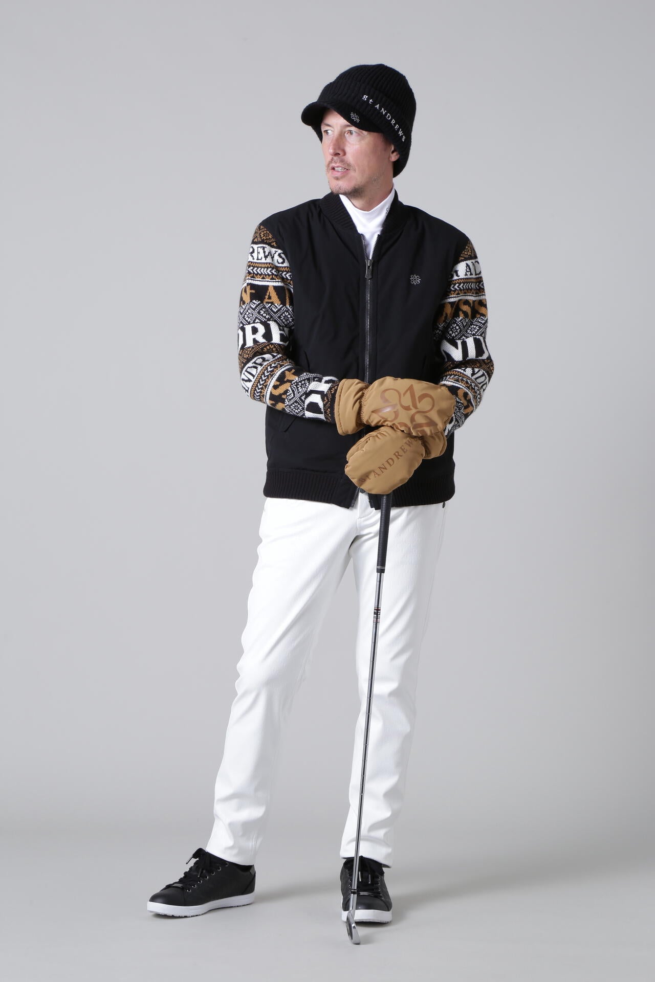 セントアンドリュース 防風 クルーネック ニット スニード ブラック