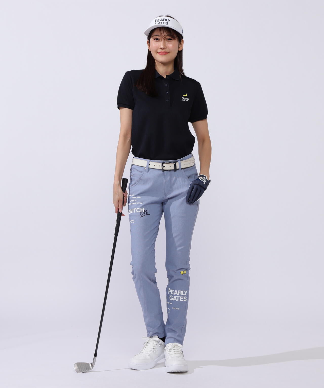 ✨パーリーゲイツ✨ ゴルフ メンズ ウール混 パンツ 紐なし 薄グレー L