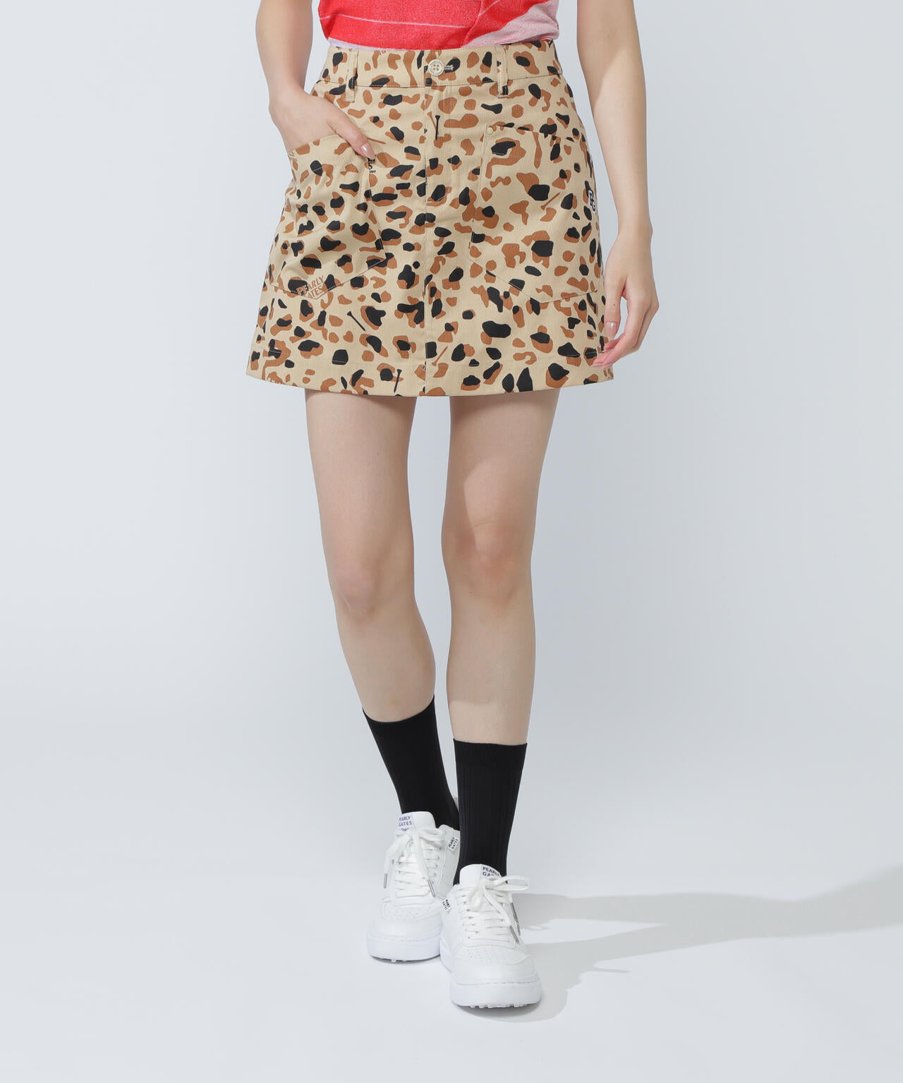 Pe/Cストレッチコードレーン スカート ＜ヒョウ柄＞ | PEARLY GATES