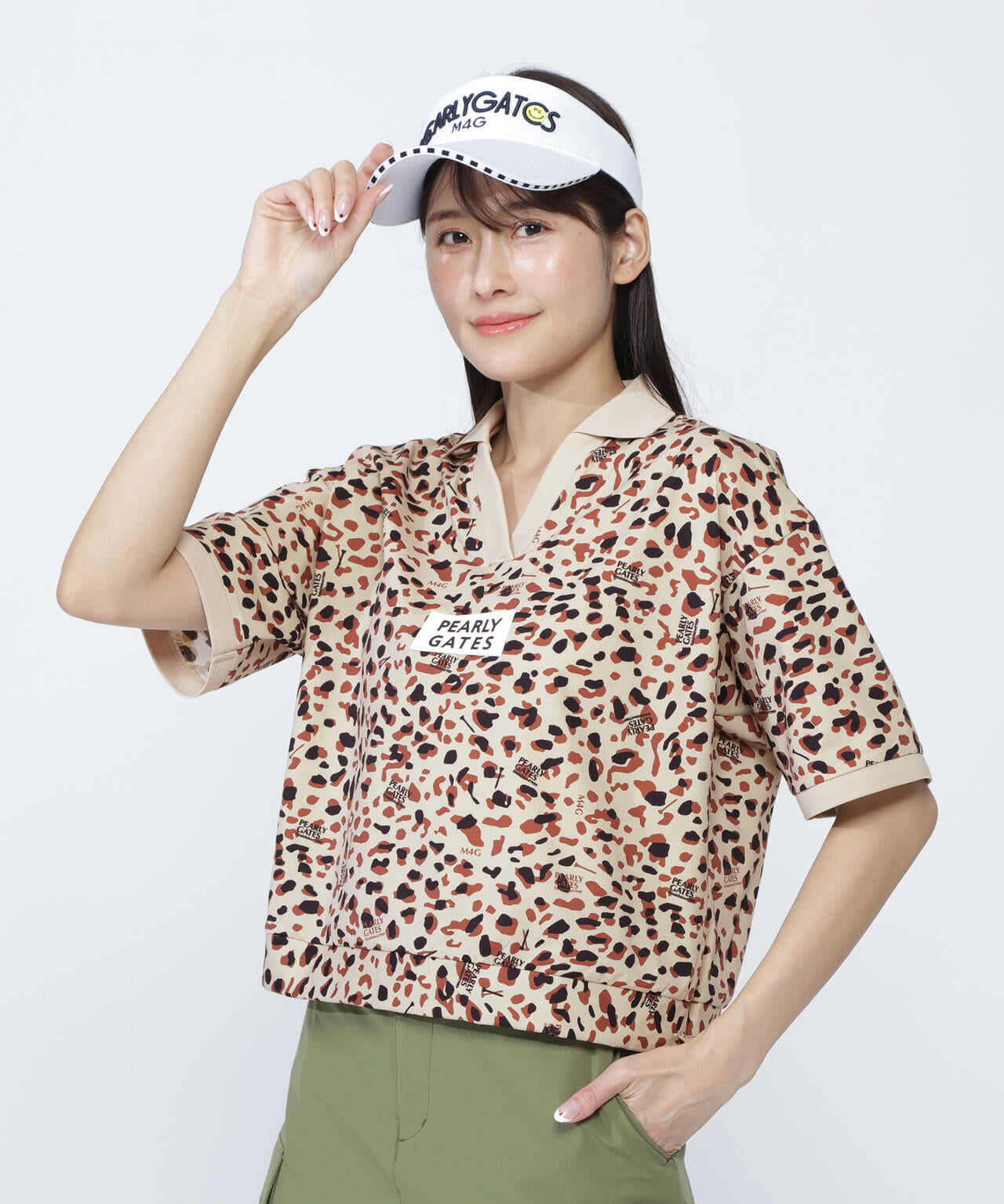 PEARLY GATESピンクポロシャツフルーツ柄スカートセット PEARLY GATES