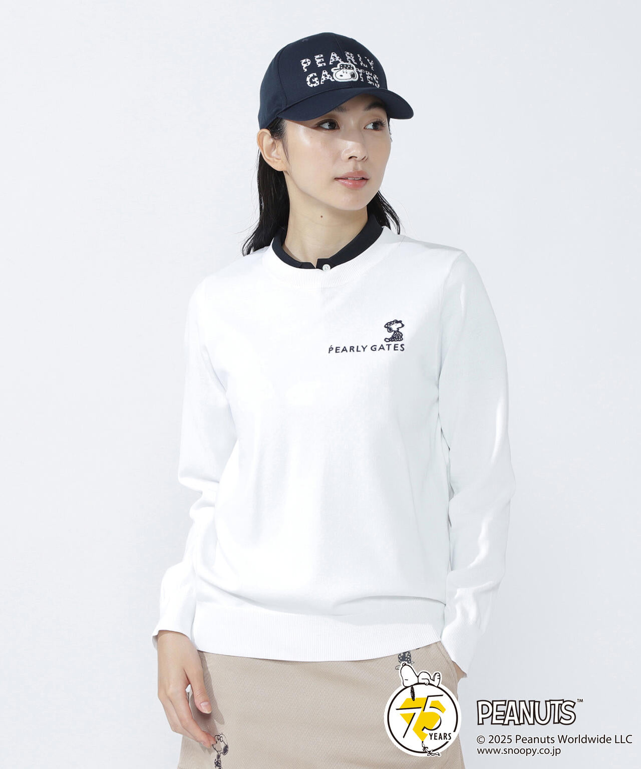 SNOOPY】14G 部分JQクルーネックニットプルオーバー | PEARLY GATES