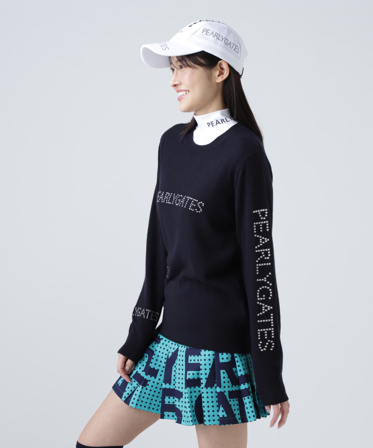 パーリーゲイツ TAXI総柄ジャガード長袖ニット PEARLY GATES