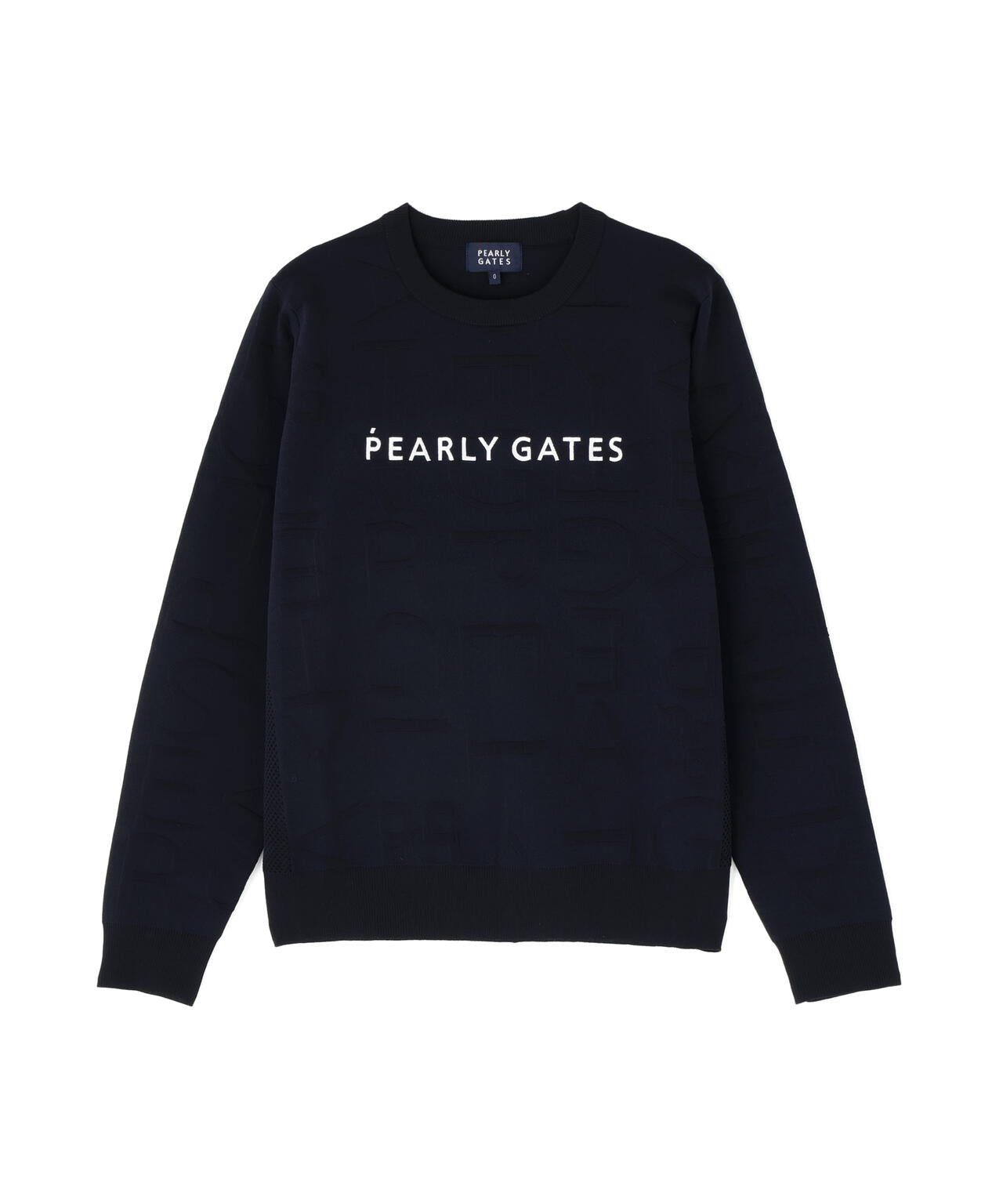 14Gクルーネックニットプルオーバー ＜ジャガードロゴ総柄＞ | PEARLY