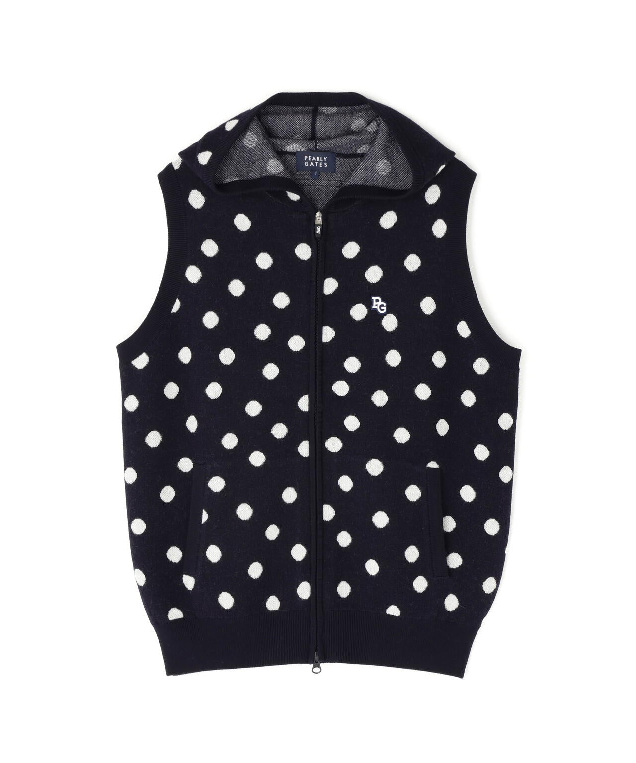 14Gダブルジャガードカシミヤ混フルジップニットフーディベスト