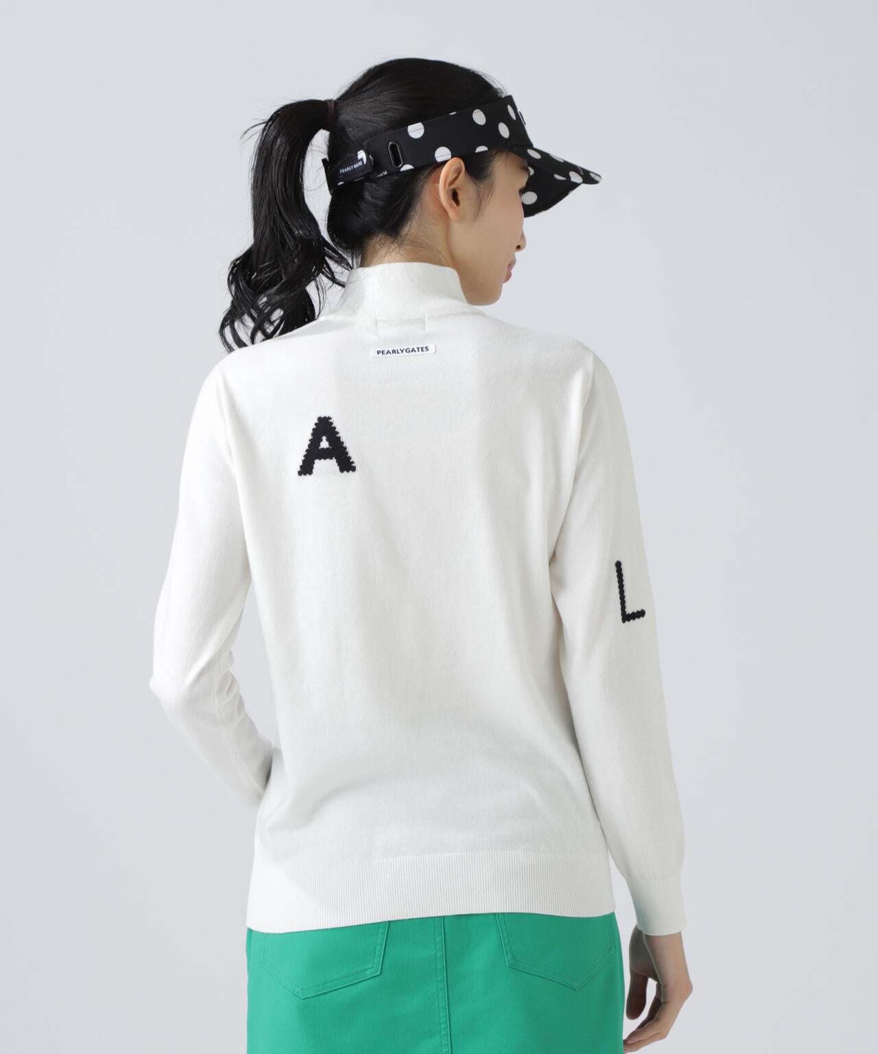 12G部分ジャガードカシミヤタッチコットンハイネックニットプル