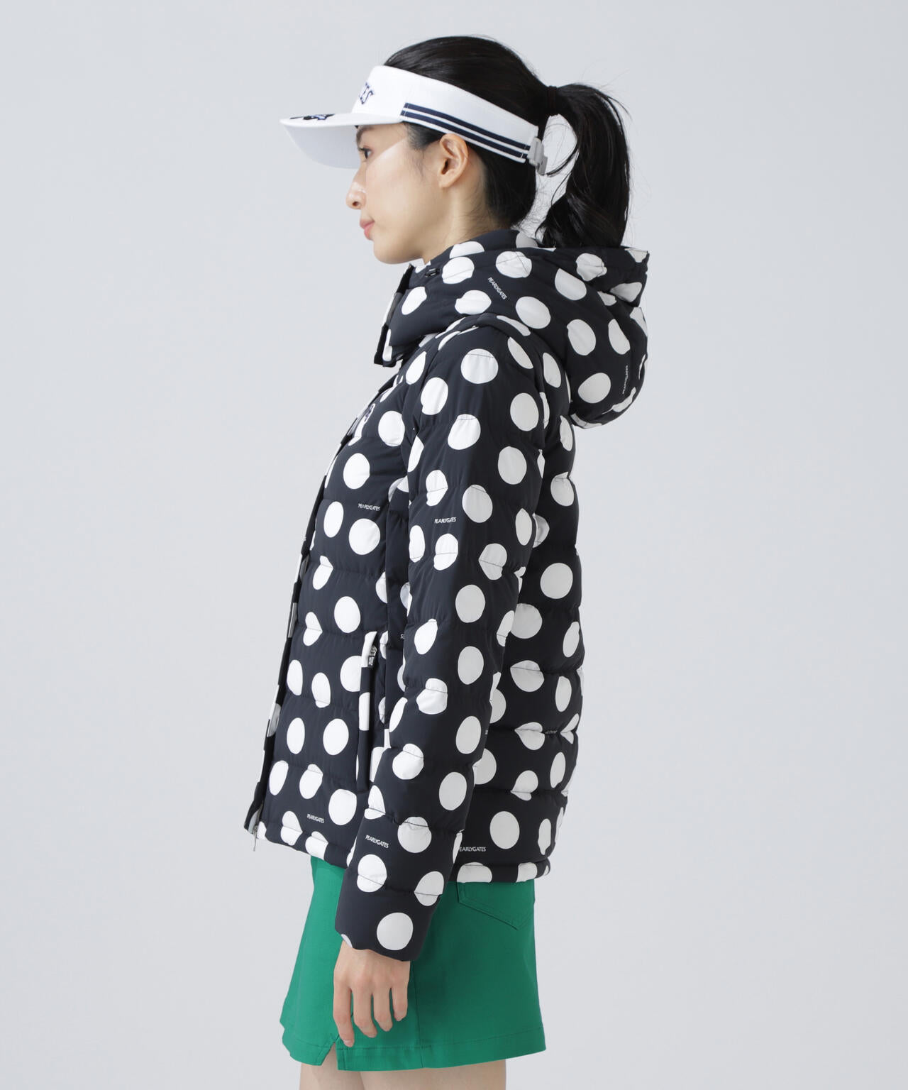 NYストレッチタフタフーディダウンジャケット ＜ランダムドット柄