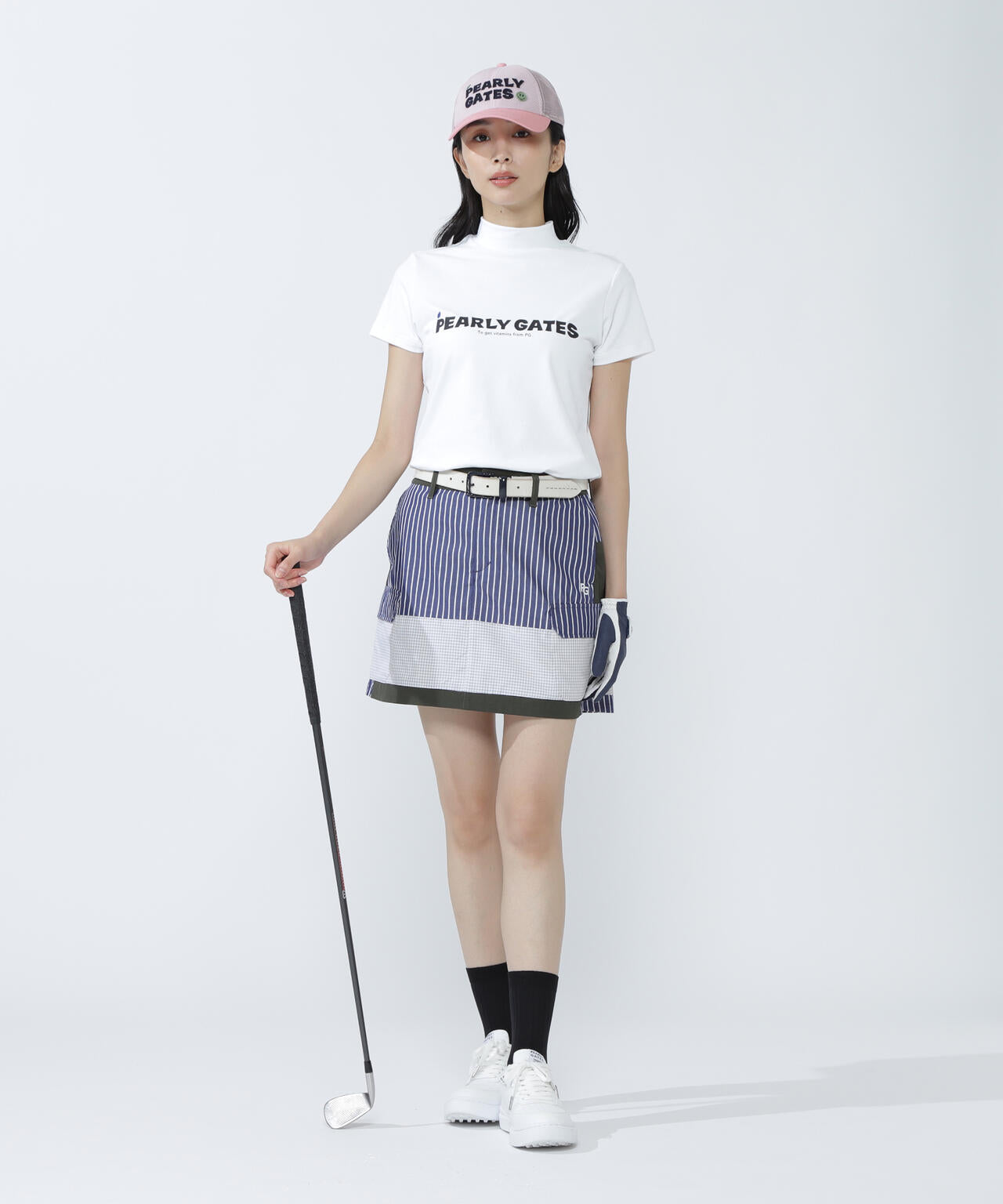 PEARLY GATES ゴルフスカート 白黒ストライプ パーリーゲイツ/PEARLY