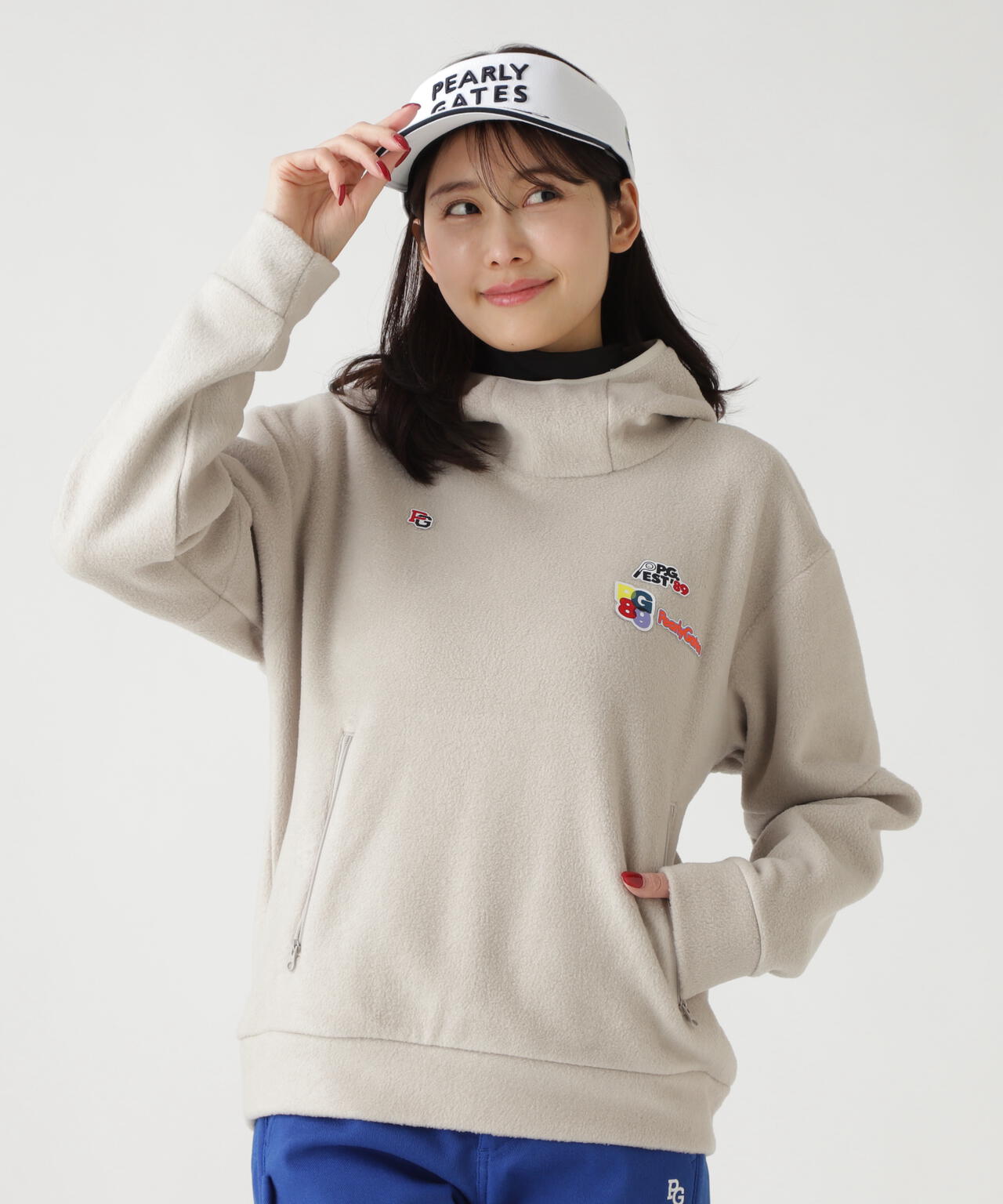 レーヨンブレンドストレッチフリースフーディプルオーバー | PEARLY