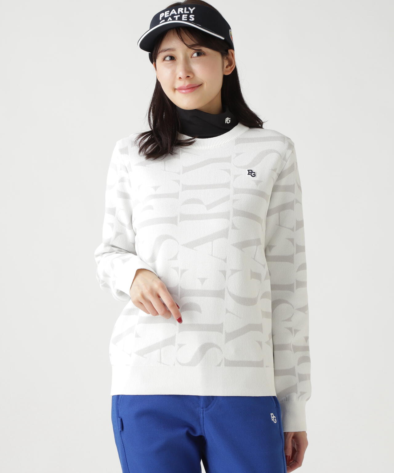 ダブルJQロゴ総柄クルーネックニットプルオーバー | PEARLY GATES