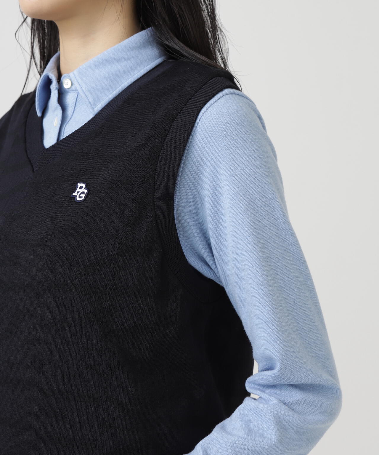 ロゴ総柄Vネックニットベストプルオーバー | PEARLY GATES（パーリー