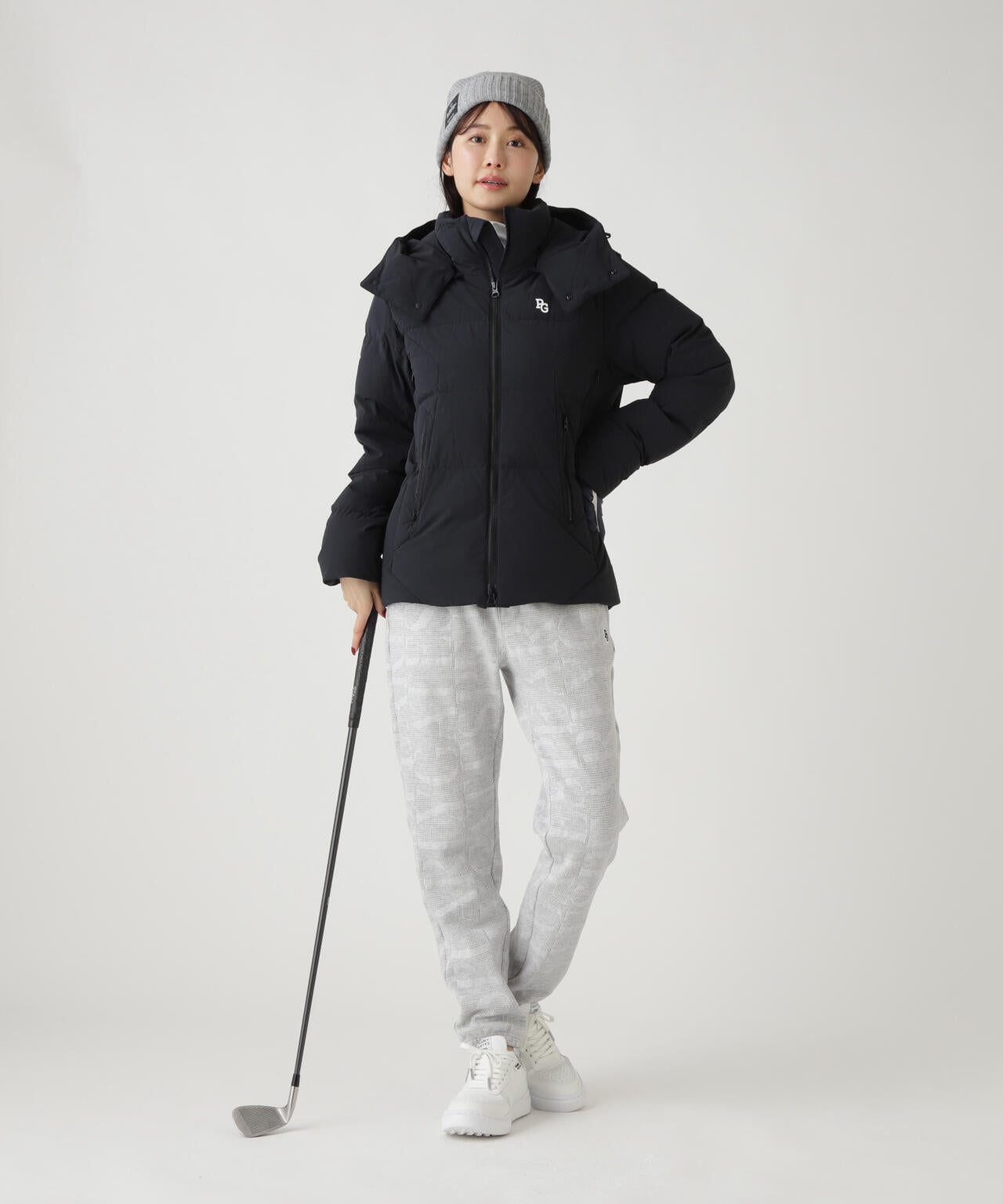 20 PGG パーリーゲイツ フード付きダウン ブラック PEARLY GATES