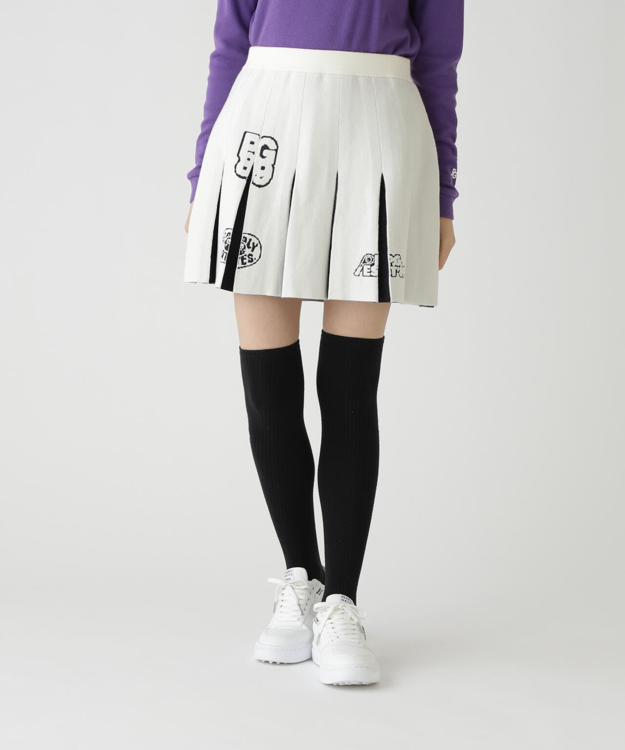 14GダブルJQ×ワッペン風ニットプリーツスカート | PEARLY GATES